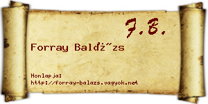 Forray Balázs névjegykártya