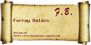 Forray Balázs névjegykártya